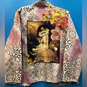 Handmade jacket vintage style MERMAID womens 18w upcycled wearable art PTP 28”